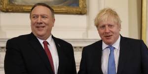 US Secretary of State Mike Pompeo with UK Prime Minister Boris Johnson.