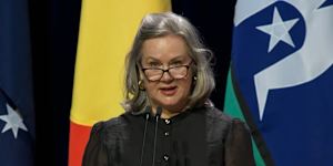Dr Katie Nicoll,widow of Richard Scolyer delivers her eulogy at Richard Scolyer's state memorial.
