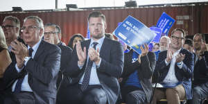 Sam Groth (middle) at the party’s campaign launch.