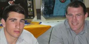 Paul Gallen with a young Jack Bird at at a fundraiser for the then teenager after he was diagnosed with rheumatoid arthritis in 2012.
