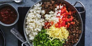 Julia Busuttil Nishimura’s Okinawan beef taco rice recipe.