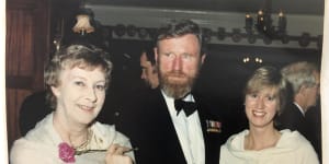 Pat and Michael Hickie and daughter Tessa at a function at HMAS Kuttabul in Sydney,1974.