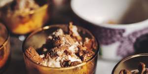 Affogato with homemade chocolate amaretti biscuits.