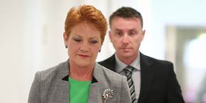 Senator Pauline Hanson with chief of staff James Ashby.