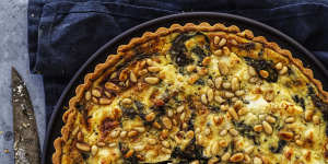 Helen Goh's spinach tart with pine nuts,herbs and three cheeses.