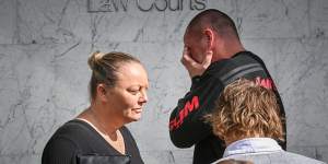 Hannah McGuire’s grieving parents,Debbie and Glenn McGuire,outside Ballarat Magistrates’ Court on Tuesday.