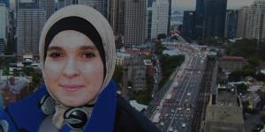 Nesrine Zahab on the Sydney Harbour Bridge in 2015.