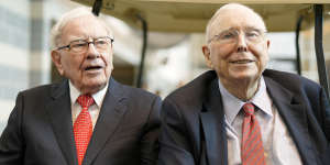 Berkshire Hathaway chairman Warren Buffett,left,and the late Charlie Munger in 2019.