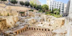 Archaeological ruins of the ancient Roman baths in downtown Beirut.