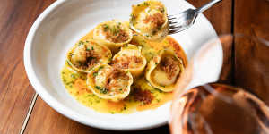 Prawn and murray cod tortellini at Ruse Bar&Brasserie.