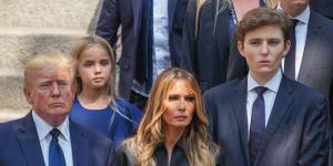 Barron Trump (right) with Donald and Melania Trump at the funeral of the ex-president’s former wife Ivana Trump in July 2022. 