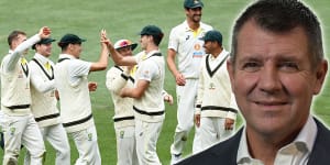 Mike Baird and Australia’s Test team. 