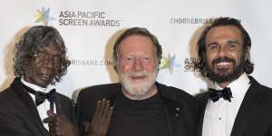 David Gulpilil,Jack Thompson and Aaron Pedersen at the Asia Pacific Screen Awards in 2014.