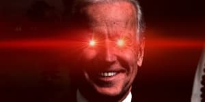 ‘Laser eyes’ Biden trolls conspiracy theorists with Super Bowl rigging joke