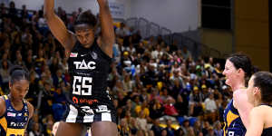 Goal shooter Shimona Nelson is a lethal part of the Magpies’ attack.