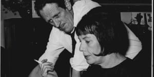 Charmian Clift at work with her husband fellow writer George Johnston.