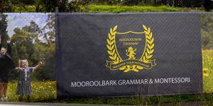 A banner outside Mooroolbark Grammar