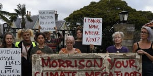 The Lismore residents calling for a response to climate change from the Prime Minister on Monday.