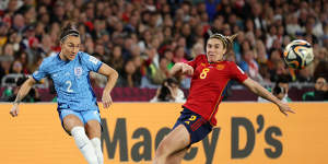 Lucy Bronze (left) in action in the final.