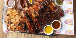 The meat platter at Southern Grace Diner by Big Boy BBQ.