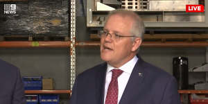 Prime Minister Scott Morrison speaking in Brisbane on Tuesday. 