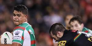 Latrell Mitchell in action for the Rabbitohs on Thursday night.