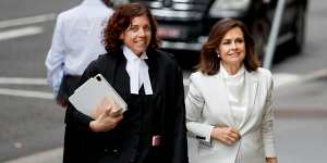 Sue Chrysanthou,SC,and Lisa Wilkinson outside the Federal Court in Sydney.