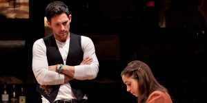 Steve Kazee,left,and Milioti in Once on Broadway.