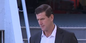 Ben Roberts-Smith outside the offices of a bankruptcy lawyer in June.