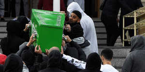 Bilal Hamze’s funeral in June. He was assassinated outside a Japanese restaurant in Sydney’s CBD.