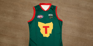 Unveiled:The name,guernsey and colours of the new Tasmanian AFL club have been released.