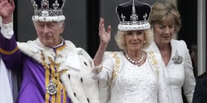 King Charles III and Queen Camilla on the balcony of Buckingham Palace.