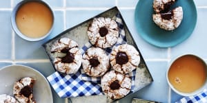 These chocolate and almond bikkies are soft and chewy.