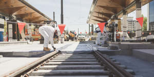 Final track laid in light rail line from Gungahlin to city