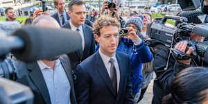 Mark Zuckerberg arrives at Los Angeles Superior Court ion Wednesday to give evidence in a landmark trial over social media addiction.
