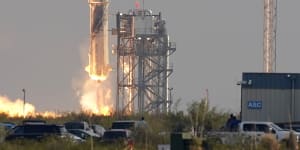 Blue Origin’s New Shepard rocket launches at Van Horn,Texas.