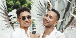 Timor-Leste Pride members Amara Salgado,and Pepido Cadalack during the official launch yesterday in Sydney.