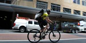 Part-time lane planned:A cyclist on Castlereagh Street. 