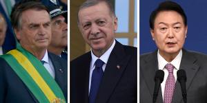 Brazilian President Jair Bolsonaro,Turkish President Recep Tayyip Erdoğan,South Korean President Yoon Suk-Yeol.