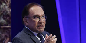 Malaysian Prime Minister Anwar Ibrahim speaks during an appearance at the Asia-Pacific Economic Cooperation summit in San Francisco a fortnight ago.