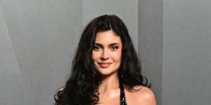 Kylie Jenner arrives at the Vanity Fair Oscar Party.