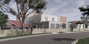 An artist’s render of Haileybury’s proposed creative arts and sports centre.