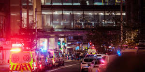 The streets of Bondi Junction in lockdown following the attack. 