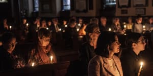 Great Easter Vigil and Lighting of the New Fire held at St James Church in St James Square Sydney on Easter Sunday,2023. 