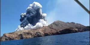 The White Island volcano disaster,as captured on a video shot by tourist Allessandro Kauffmann,who was by now safely on a boat. 