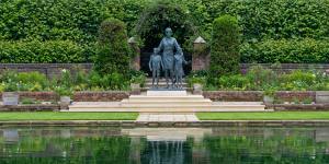 The statue of Diana,Princess of Wales,sits by the lake in the Sunken Garden at Kensington Palace. 