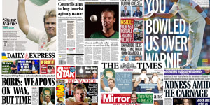 British front pages of cricketer Shane Warne’s death