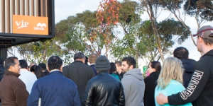 Queues in 2018 to inquire about buying land at Woodlea. 