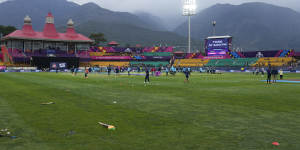 The outfield in Dharamshala is seen before last Tuesday’s South Africa versus Netherlands match.