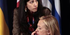 Hillary Clinton with her trusted confidante Huma Abedin in 2011.